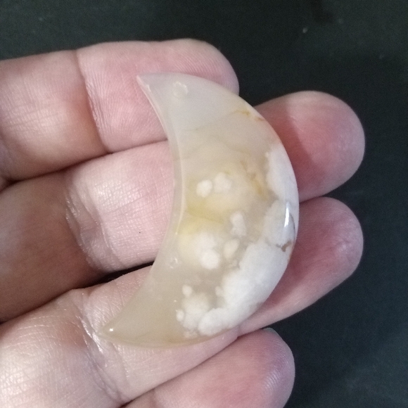 Sakura Agate Crescent Moon Pendant #8 - Picture 1 of 6